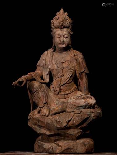 A Chinese Phoebe zhennan Carved Guanyin Statue