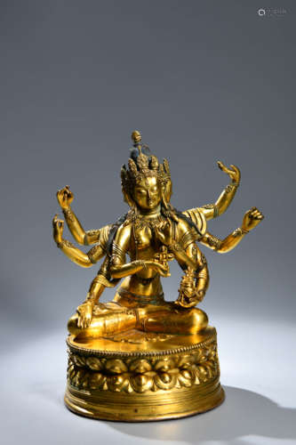 A Chinese Bronze Gilding Buddha Statue