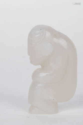 A Chinese Hetian Jade Carved Figure Ornament