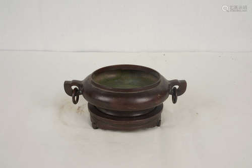 A Chinese Bronze Double Ears Censer