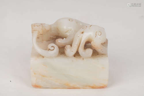 A Chinese Hetian Jade  “Dragon” Seal