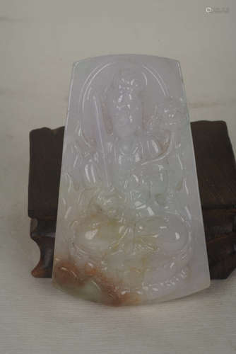 A Chinese Carved Jadeite Pendant