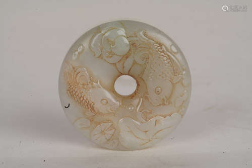 A Chinese Carved Hetian Jade Disc