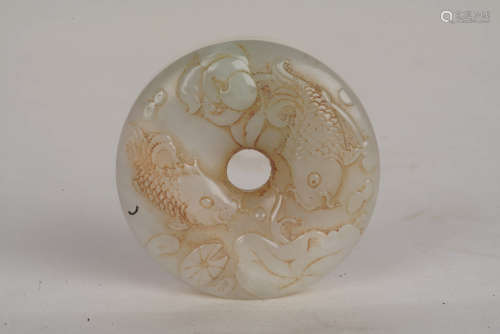 A Chinese Carved Hetian Jade Disc