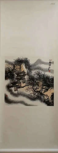 A Chinese Landscape Painting Scroll, Chen Ping Mark