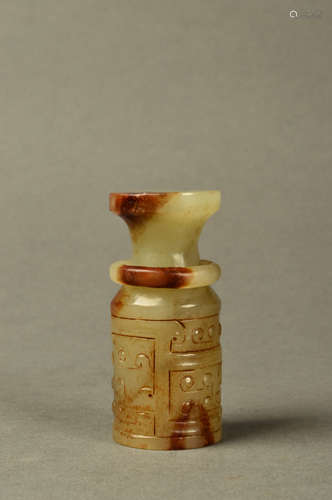 A Chinese Hetian Jade Candlestick