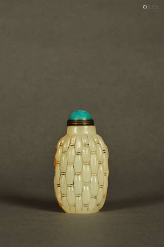 A Chinese Carved Hetian Jade Snuff Bottle