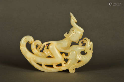 A Chinese Carved Hetian Jade Ornament