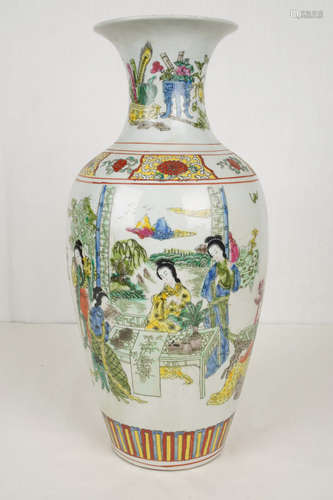 A Chinese Famille Rose Figure Painted Porcelain Vase