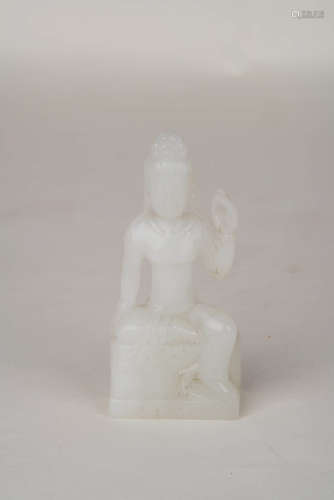 A Chinese Hetian Jade Guanyin Statue