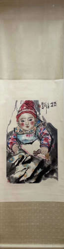 A Chinese Painting Scroll, Liu Wenxi Mark