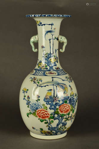 A Chinese Famille Rose Floral Porcelain Vase