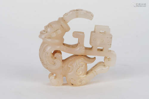 A Chinese Hetian Jade Carved Figure Ornament