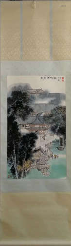 A Chinese Landscape Painting Scroll, He Haixia Mark