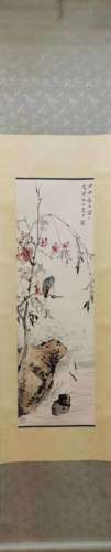 A Chinese Flower and Bird Painting Scroll, Tang Yun Mark