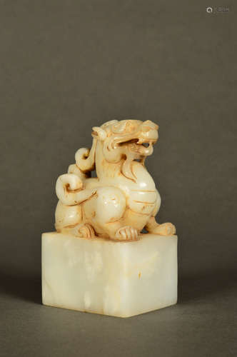 A Chinese Jade Lion Handle Seal