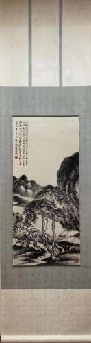 A Chinese Painting Scroll, He Tianjian Mark