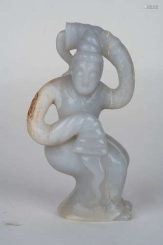A Chinese Carved Hetian Jade Dancer Ornament