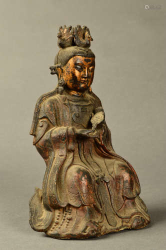 A Chinese Gild Copper Figure Statue