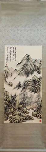 A Chinese Landscape Painting Scroll, Wu Hui Mark