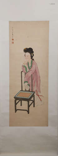 A Chinese Figure Painting, Yu Ji Mark