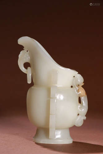 A Chinese Hetian Jade Dragon Pattern Carved Cup