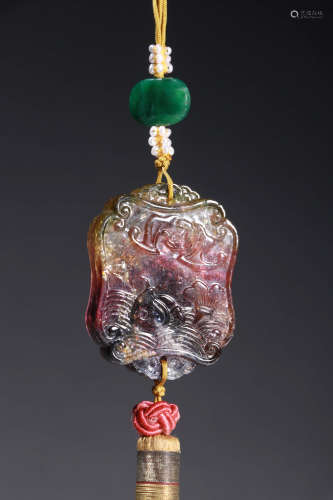 A Chinese Tourmaline Carved Pendant