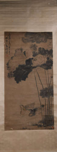 A Chinese Lotus and Duck Painting, Ba Da Shanren Mark
