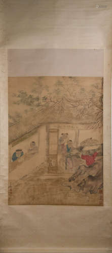 A Chinese Figure Painting, Qiu Ying Mark