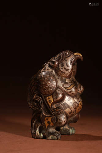 A Chinese Gold and Silver Inlaying Bird Ornament