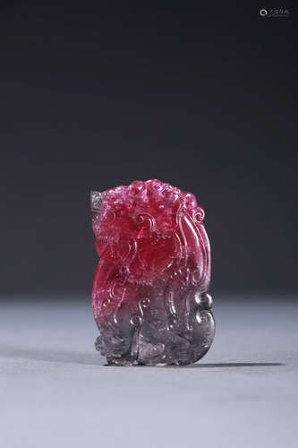 A Chinese Tourmaline Pixiu Carved Pendant