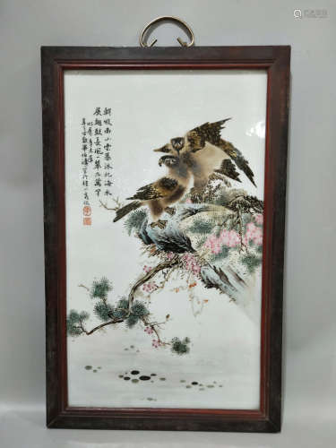 A Chinese Eagle Painted Porcelain Plate, Bi Botao Mark
