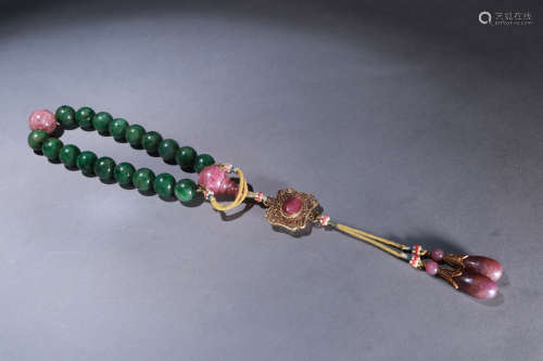 A Chinese Jadeite Beads Hand String