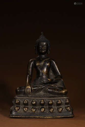 A Chinese Red Copper Statue of Acalavajra Buddha