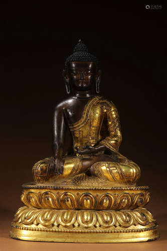 A Chinese Gilded Copper Statue of Sakyamuni