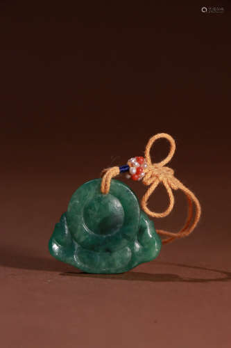 A Chinese Jadeite Maitreya Carved Pendant