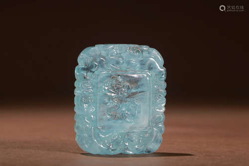 A Chinese Aquamarine Good Luck Pendant