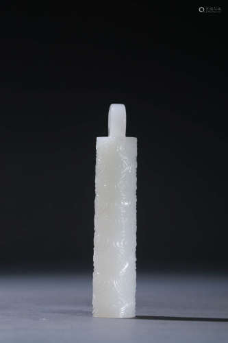 A Chinese Hetian Jade Carved Arrow Tube