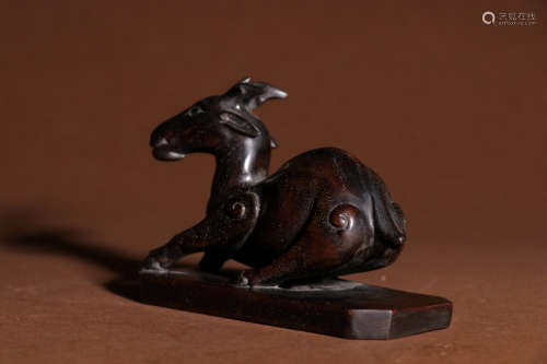 A Chinese Red Sandalwood Carved Paper Weight