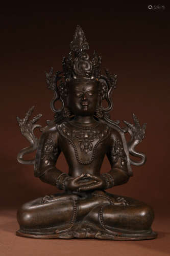 A Chinese Red Copper Statue of Ladakh