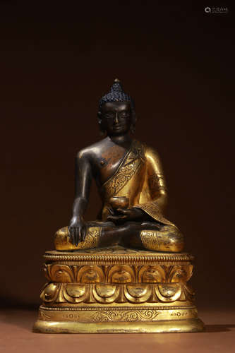 A Chinese Gilded Copper Statue of Medicine Buddha