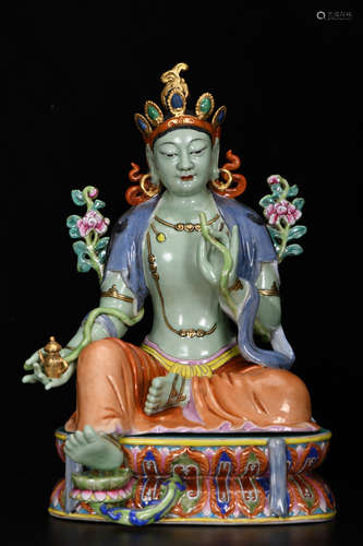 A Chinese Enamel White Tara Statue