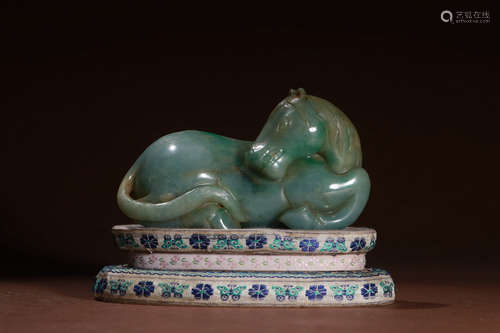 A Chinese Jadeite Carved Horse Ornament