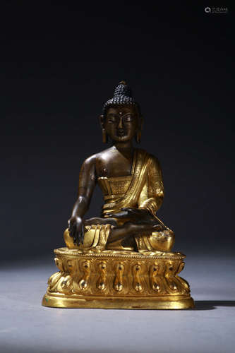 A Chinese Gilded Copper Statue of Sakyamuni