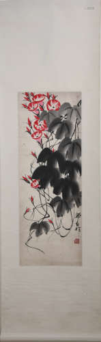 A Chinese Flower Painting, Lou Shibai Mark
