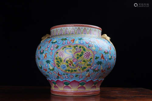A Chinese Famille Rose Flower&Bird Pattern Porcelain Jar
