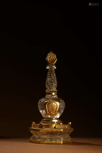 A Pair of Chinese Gild Crystal pagoda