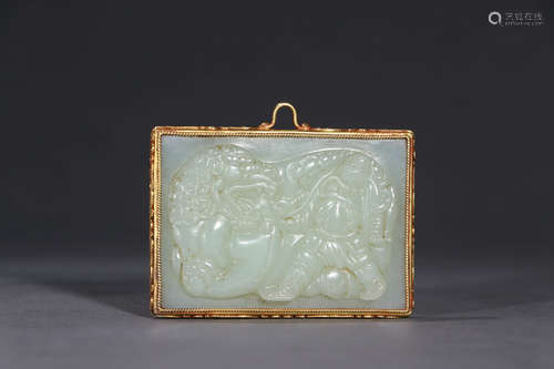 A Chinese Gild Hetian Jade Bi Ornament