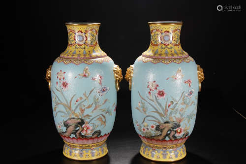 A Chinese Green Floral Porcelain Guanyin Vase
