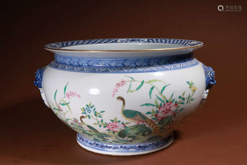 A Chinese Enamel Dragon&phoenix Pattern Porcelain Vat